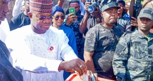 PHOTOS: Gov. Bello Alongside Three Wives Vote At Okene