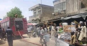 Borno Fire Service Sprays Water to Tackle Sweltering Heat At Monday Market