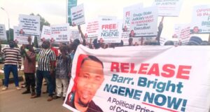 Protests Mar NBA Conference As Supporters Demand Release Of Imprisoned Enugu LP Lawmaker