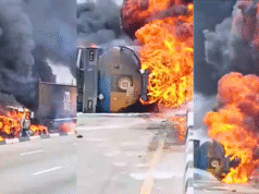 Panic On Awka-Enugu Expressway As LPG Tanker Explodes In Flames